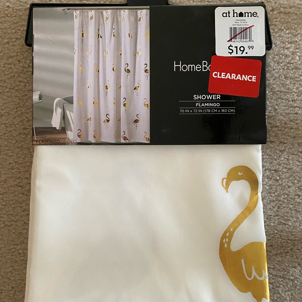 Cream & Gold Flamingo Shower Curtain